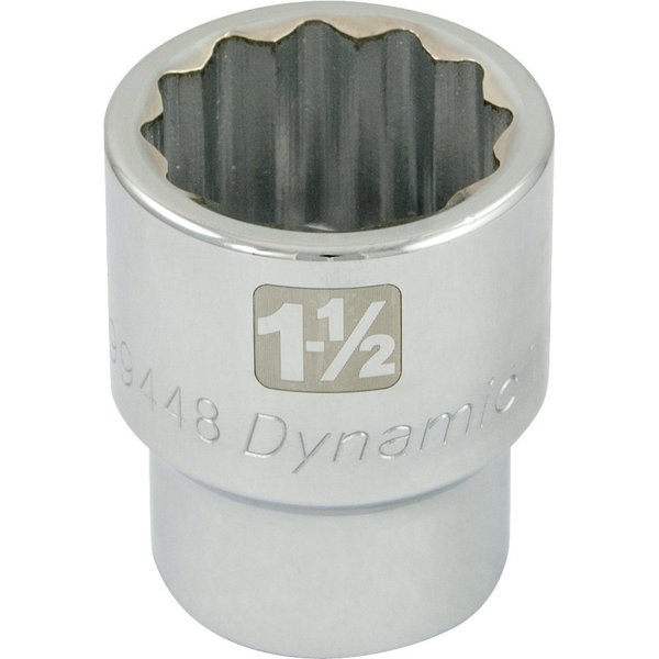 Dynamic Tools 1-1/2" X 1" Drive, 12 Point Standard Length, Chrome Socket D099448
